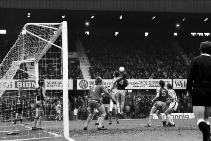 Framed Print : English League Division One match. Stoke City 2 v West Ham United 1