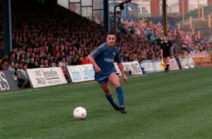Framed Print : English League Division One match Wimbledon v Everton Dennis Wise of