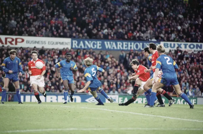 Framed Print : English Premier League Match at Old Trafford. Manchester United 0 v Wimbledon 1 Framed Print : English Premier League Match at Old Trafford. Manchester United 0 v Wimbledon 1
