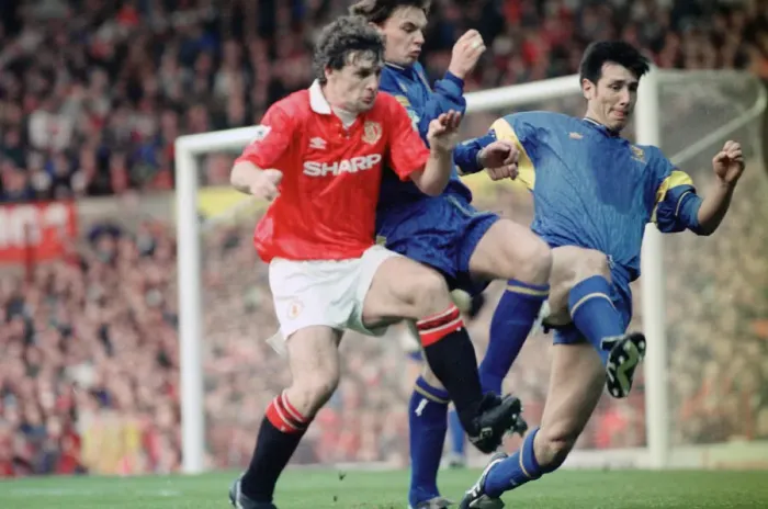 Framed Print : English Premier League Match at Old Trafford. Manchester United 0 v Wimbledon 1