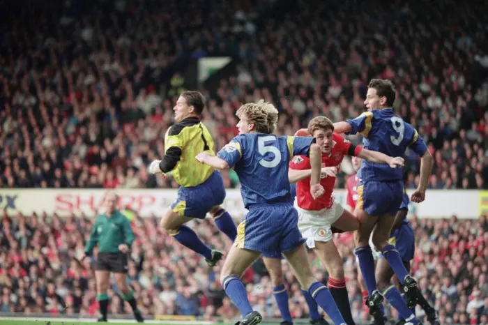 Framed Print : English Premier League Match at Old Trafford. Manchester United 0 v Wimbledon 1
