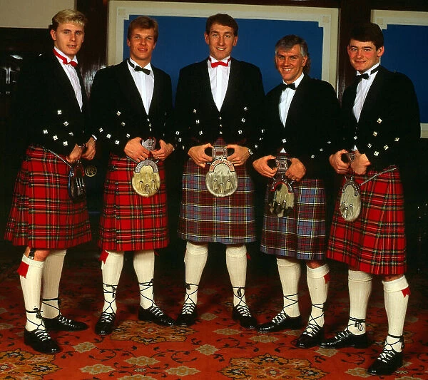 English Rangers players wearing kilts February 1987 Colin West Chris Woods Terry