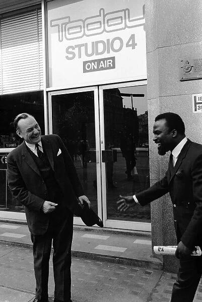 Enoch Powell MP Wolverhampton South West, pictured being greeted by a man as he leaves