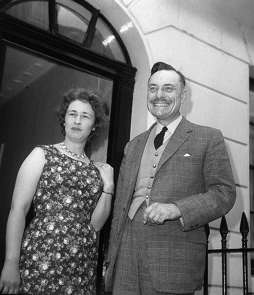 Enoch Powell with his Wife on the steps of his Eaton Place house in London after