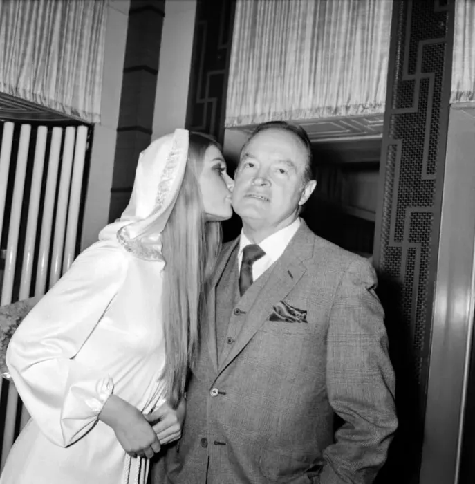 Framed Print : Entertainment: Film actor Bob Hope opens how to commit marriage