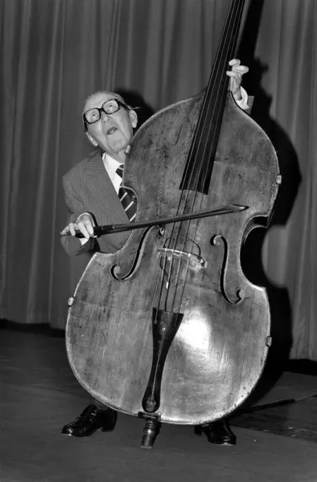 Framed Print : Entertainment. Music. Arthur A. Askey playing the cello. February 1981 81-00677-001 Framed Print : Entertainment. Music. Arthur A. Askey playing the cello. February 1981 81-00677-001