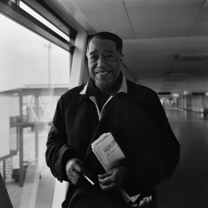 Framed Print : Entertainment Music Jazz: Band leader Duke Ellington arrived at Heathrow Airport today in Framed Print : Entertainment Music Jazz: Band leader Duke Ellington arrived at Heathrow Airport today in