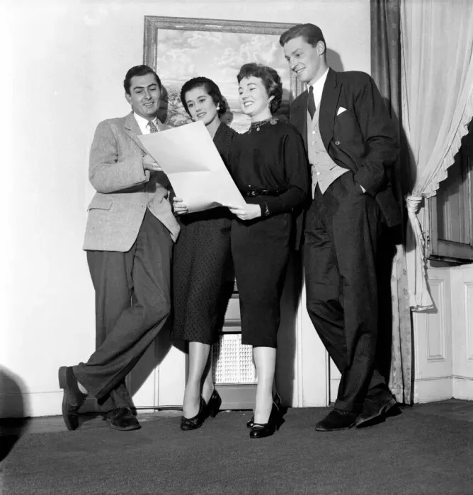Framed Print : Entertainment: TV Commercial: KLM models seen here rehearsing scenes from their new TV