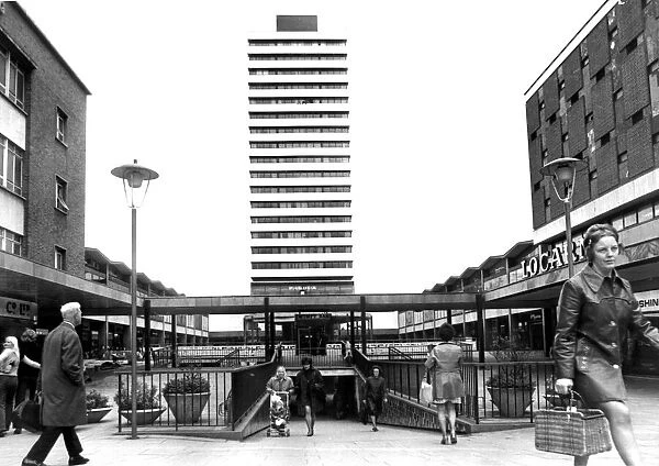 The entrance to the Lower Precinct, Coventry city centre. 8th May 1973