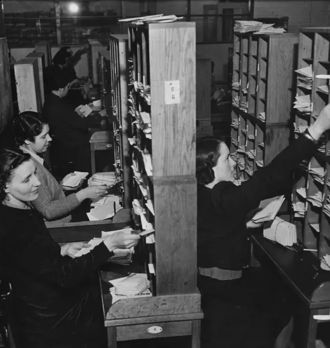 Framed Print : Envelopes being alphabetically sorted at the Unity Football Pools headquarters in Framed Print : Envelopes being alphabetically sorted at the Unity Football Pools headquarters in