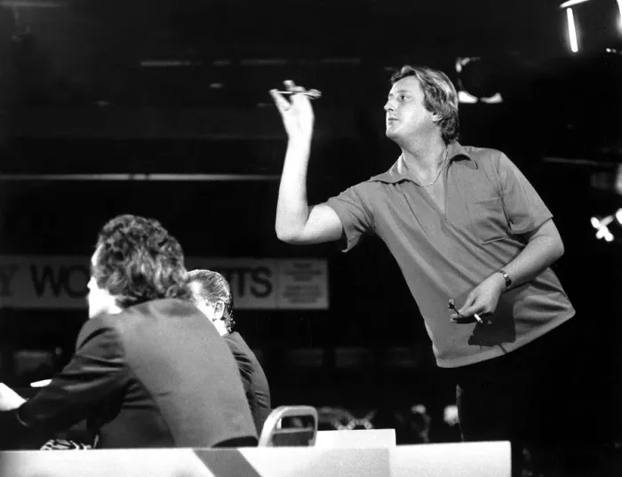 Framed Print : Eric Bristow - January 1985 Embassy World Darts Championship