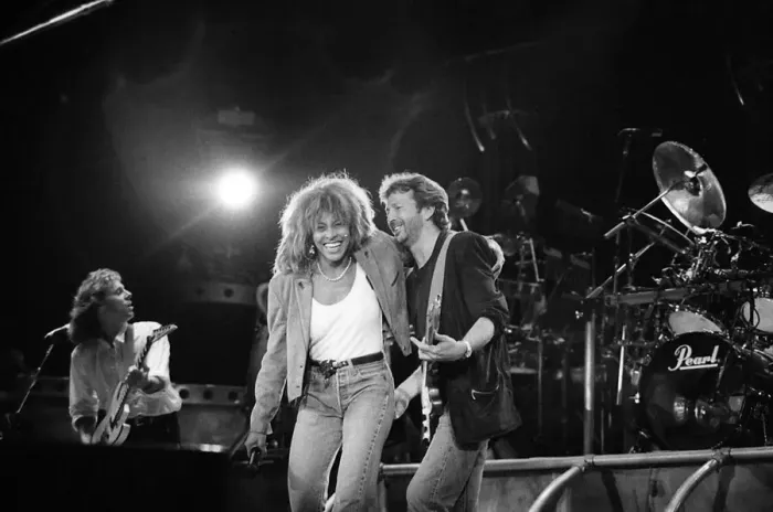 Framed Print : Eric Clapton in concert with American singer Tina Turner June 1987 Framed Print : Eric Clapton in concert with American singer Tina Turner June 1987