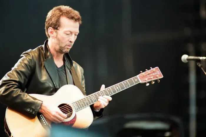 Framed Print : Eric Clapton on stage at Masters of Music Benefit Concert, Hyde Park, London