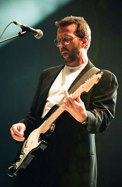 Eric Clapton on stage at the Sheffield Arena, Sheffield, 3rd October 1993