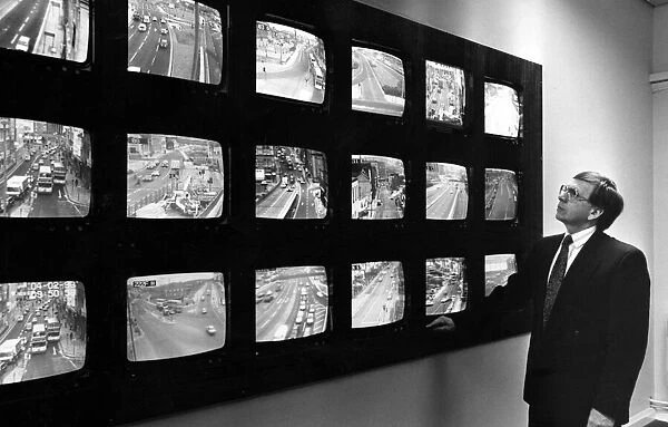 Eric Holden, traffic manager, keeps watch on Liverpool road junctions. 4th February 1993
