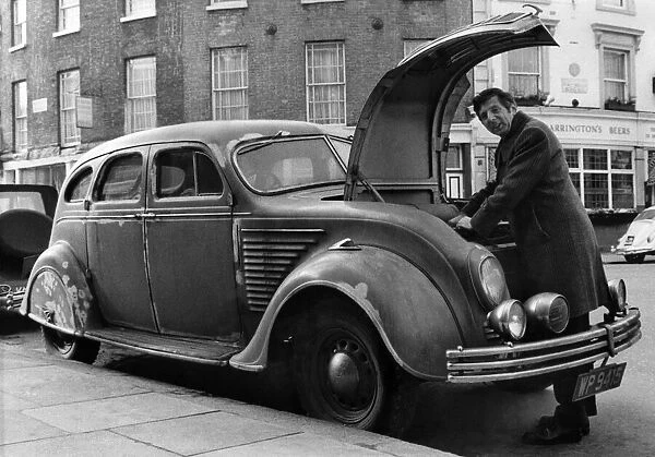 Eric Lister with his 1936 Chrysler. February 1968 P005861