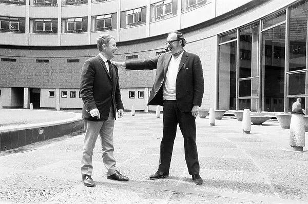 Eric Morecambe and Ernie Wise, Photo-call in Courtyard of BBC Television Centre, London