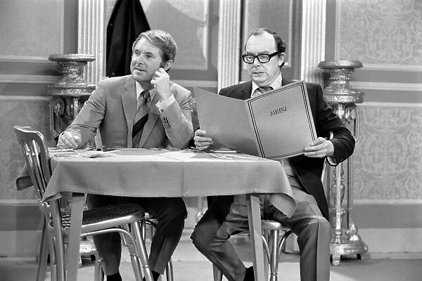 Eric Morecambe and Ernie Wise during rehearsals for their show