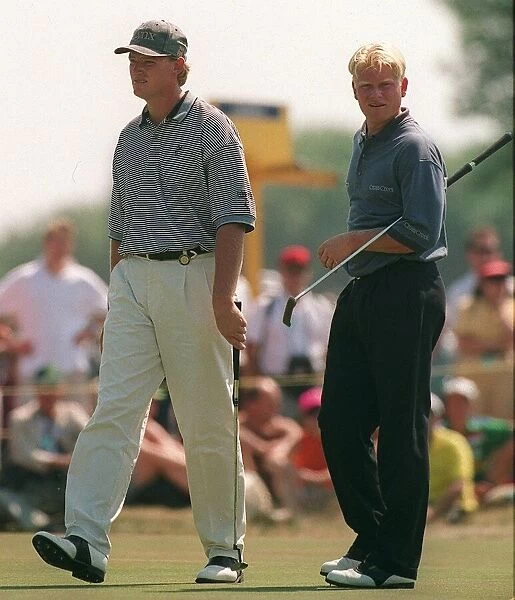 Ernie Els and Peter Hedblom on the 17th at Royal Lytham