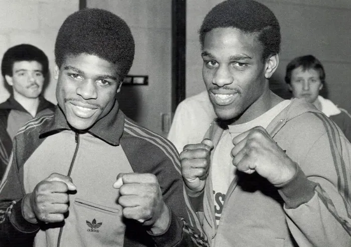Framed Print : Errol Christie middleweight boxer (left) poses for a photograph with his brother Mike