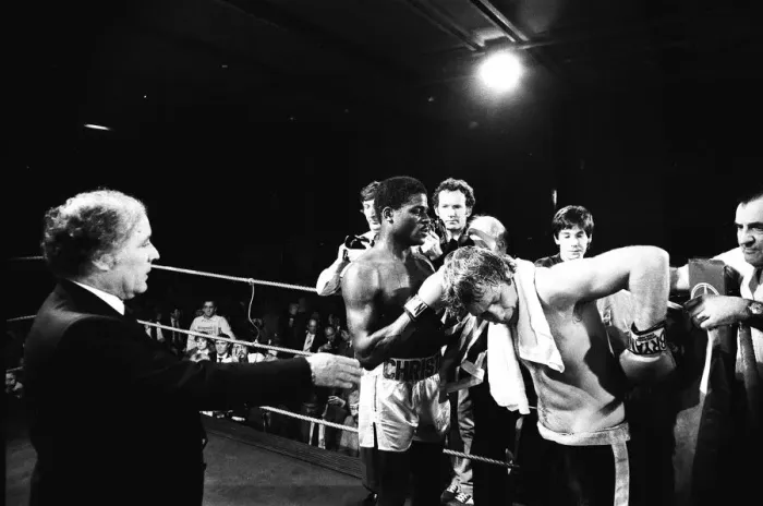 Framed Print : Errol Christie v. Joel Bonnetaz. 1st Feb 1984 Framed Print : Errol Christie v. Joel Bonnetaz. 1st Feb 1984