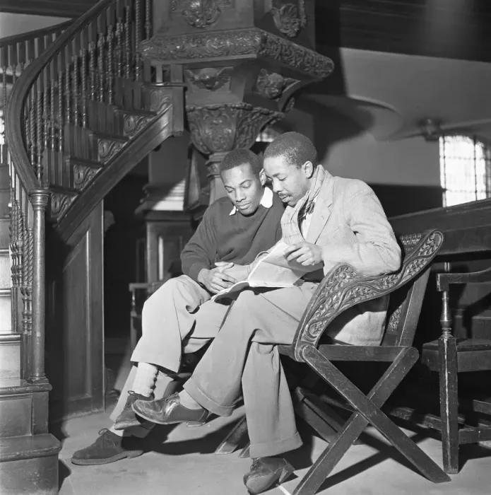 Framed Print : Errol John (left) and Lionel Ngakane seen here during a read through of Cry The Beloved Framed Print : Errol John (left) and Lionel Ngakane seen here during a read through of Cry The Beloved