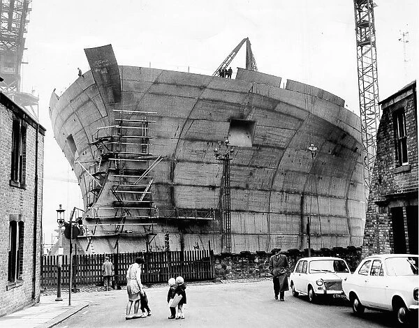 The Esso Northumbria supertanker being built at Swan Hunter shipyard in Wallsend