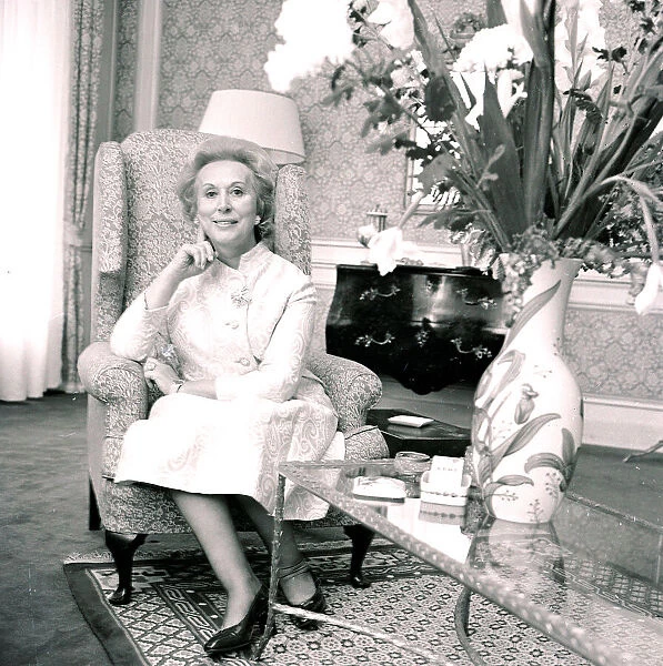 Estee Lauder sitting in her salon Rue Du Fauboug, St. Honore Paris July 1970