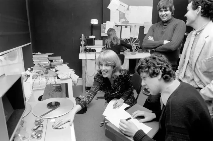 Framed Print : Esther Rantzen in the cutting room of the ThatOs Life'programme Framed Print : Esther Rantzen in the cutting room of the ThatOs Life'programme