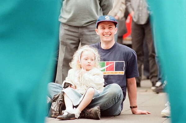 Euro 1996 Street Festival, Newcastle, 18th June 1996. Sarah Heydan 3 with Mark Pratt