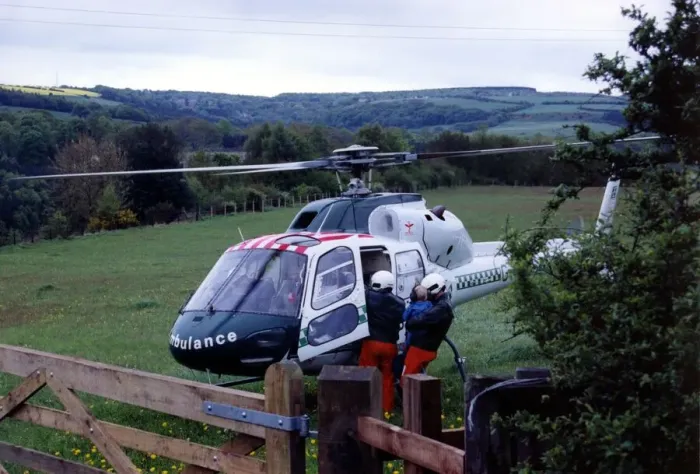 Framed Print : The Eurocopter AS350 Squirrel helicopter used by Northumbria Air Ambulance