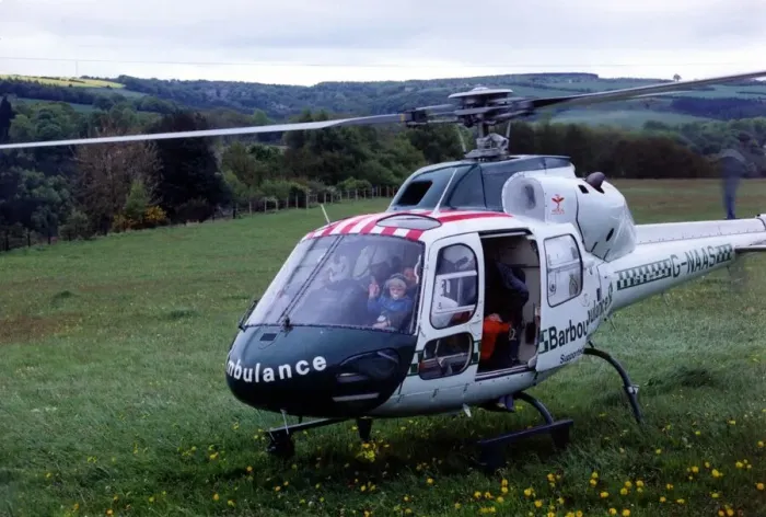 Framed Print : The Eurocopter AS350 Squirrel helicopter used by Northumbria Air Ambulance