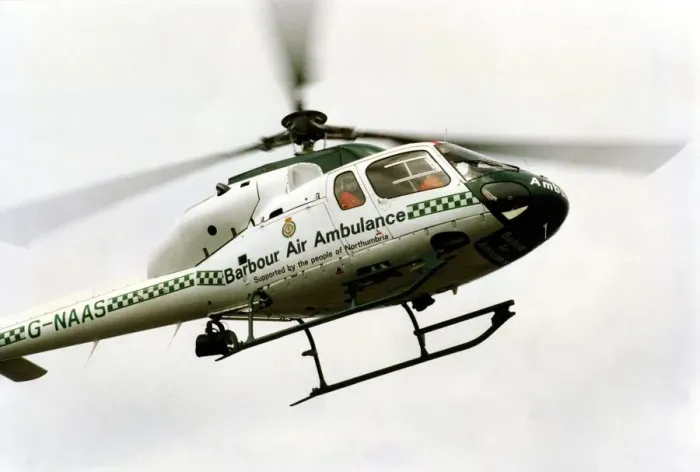 Framed Print : The Eurocopter AS350 Squirrel helicopter used by Northumbria Air Ambulance