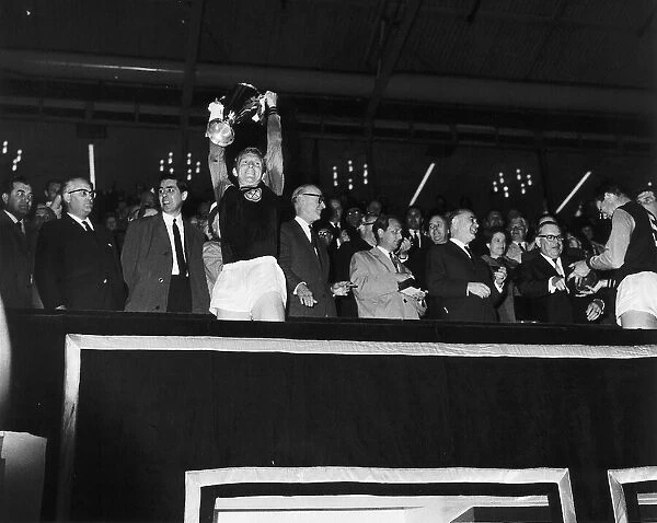 European Cup Winners Cup Final at wembley May 1965 Bobby Moore holding the trophy after