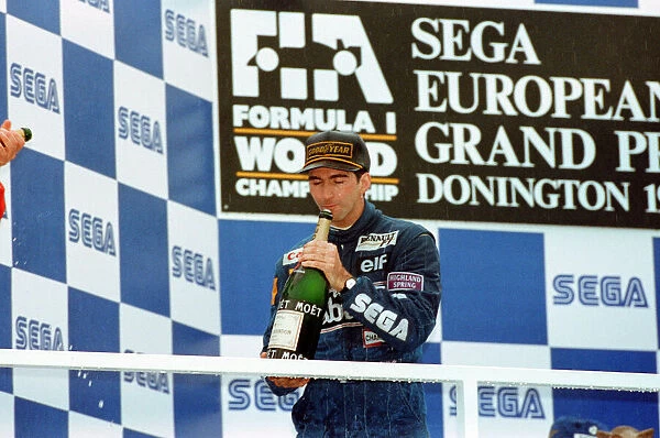 European Grand Prix at Donington 11th April 1993. Damon Hill on the podium