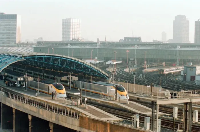 Framed Print : Eurostar at Waterloo station. 24th March 1995