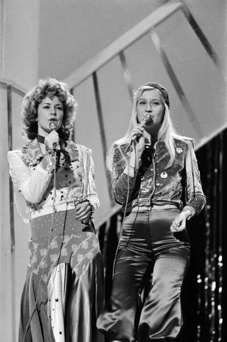 Framed Print : The Eurovision Song Contest. Abba the Swedish pop group who competed in the 1974