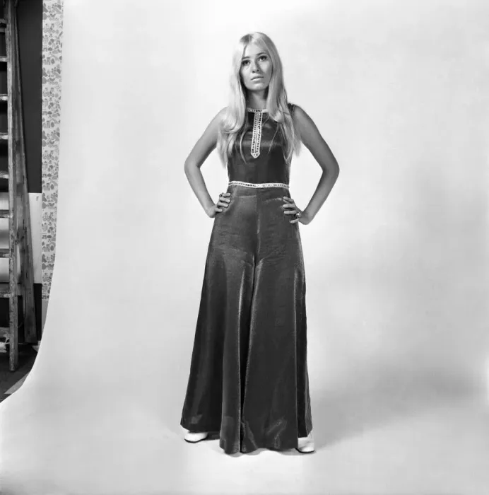 Framed Print : Eva Haraldsted, ex-girl friend of soccer star George Best wears a shimmering black