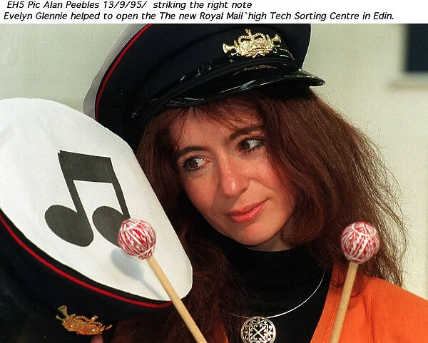 Evelyn Glennie - opens New Royal Mail high tech sorting centre in Edinburgh - wearing hat