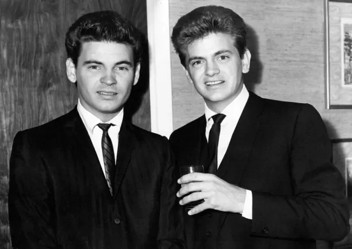 Framed Print : The Everly Brothers, Don, on left and Phil, right, are back in England for a singing tour Framed Print : The Everly Brothers, Don, on left and Phil, right, are back in England for a singing tour