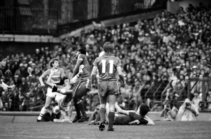 Framed Print : Everton 3 v. Leicester City 0. November 1984 MF18-08-048