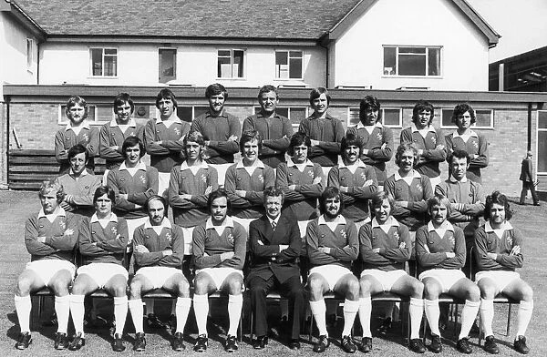 Everton football team pose for a pre season squad photograph at Bellefield, July 1974