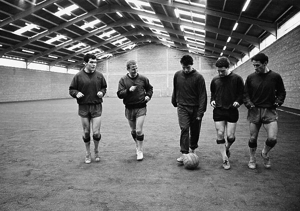 Everton players training at their brand new indoor training quarters in West Derby