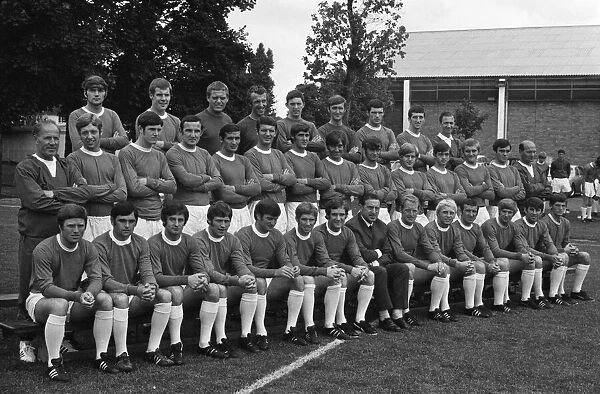 Everton squad pose for a group photograph at their annual photocall at their training