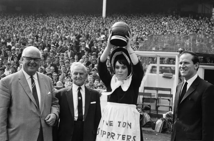 Framed Print : Everton toffee lady, 16 year old Catherine Dunn, holds a trophy presented to Everton Framed Print : Everton toffee lady, 16 year old Catherine Dunn, holds a trophy presented to Everton