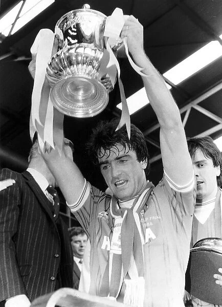 Everton v Watford Football May 1984 Kevin Ratcliffe Everton Football Player lifts