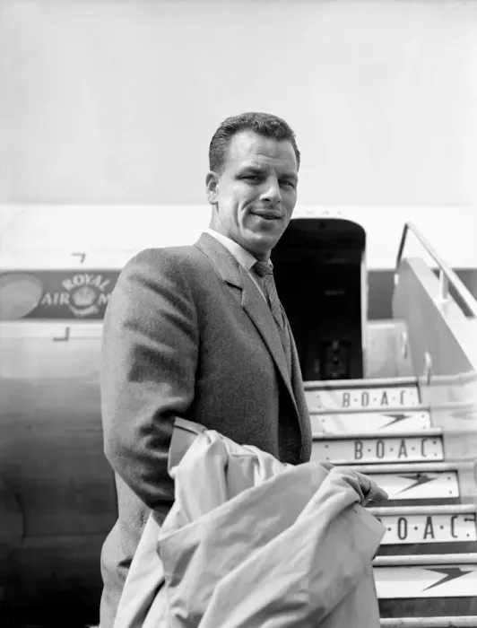 Framed Print : Ex - Leeds United player John Charles on his way to Rome after being bought by Juventus Framed Print : Ex - Leeds United player John Charles on his way to Rome after being bought by Juventus