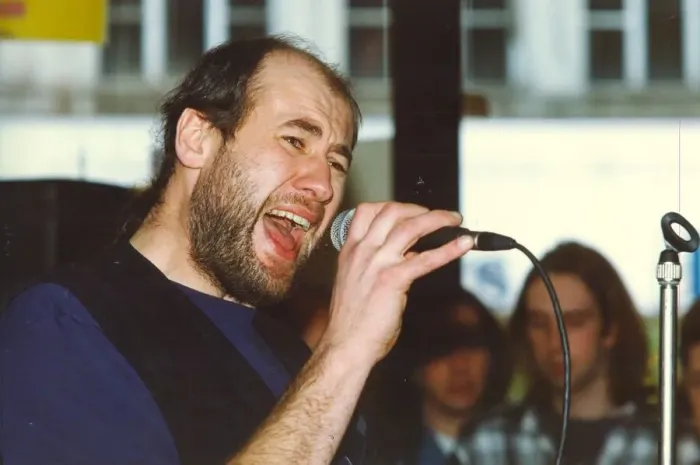 Framed Print : Ex Marillion lead singer Fish performing at the HMV Shop on Northumberland Street
