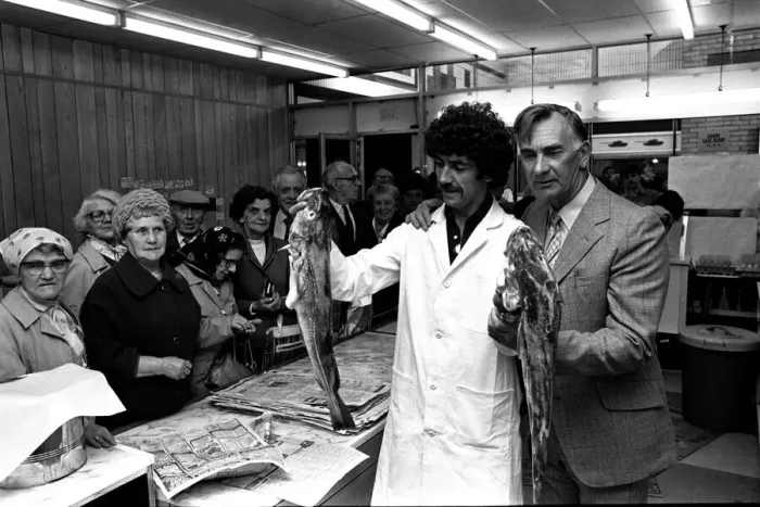 Framed Print : Ex Newcastle United player Jackie Milburn at the Cruddas Park Shopping Centre on 9th June