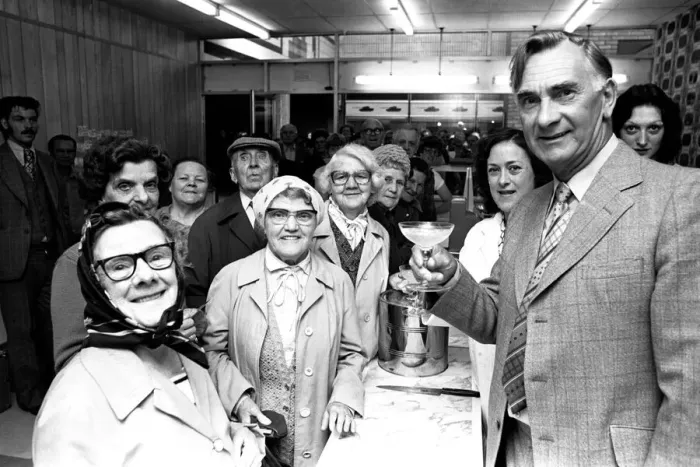 Framed Print : Ex Newcastle United player Jackie Milburn at the Cruddas Park Shopping Centre on 9th June